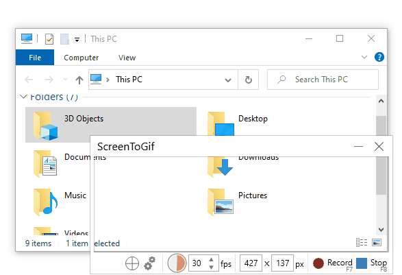 ScreenToGif 录制屏幕操作演示动图